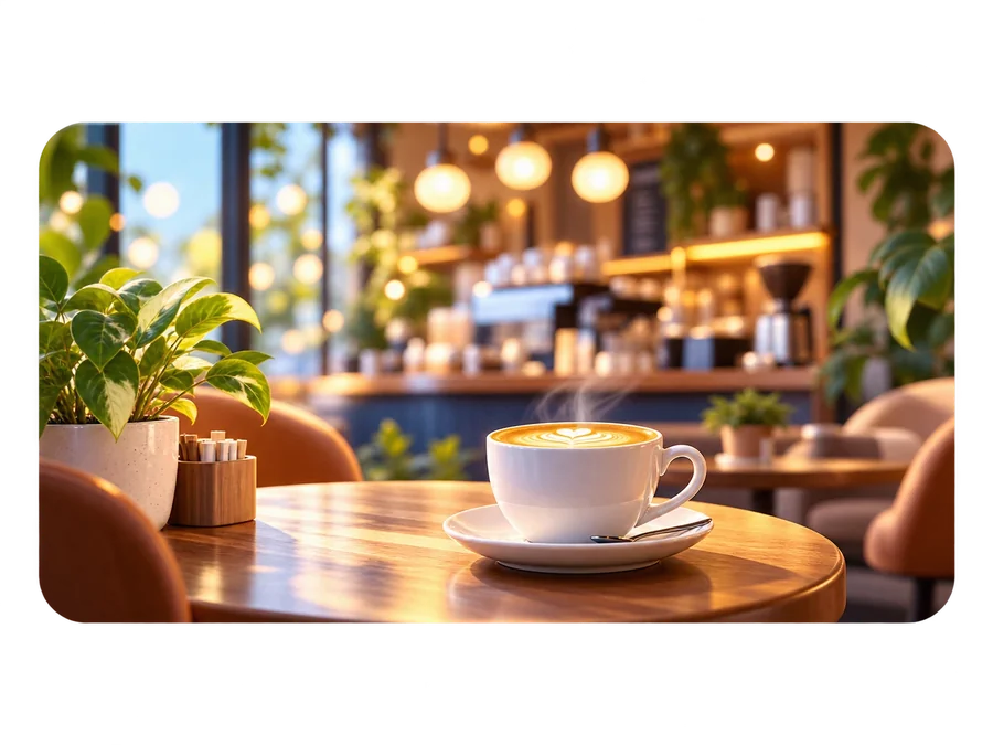 Tách latte tại quán cà phê
